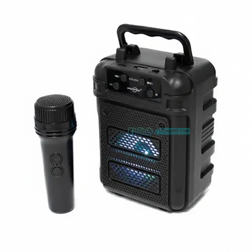 Wireless Portable Speaker With Mic (GTS-2333) Portable Rechargeable Wireless Bluetooth Speaker with FM Radio Wireless mic_img_2