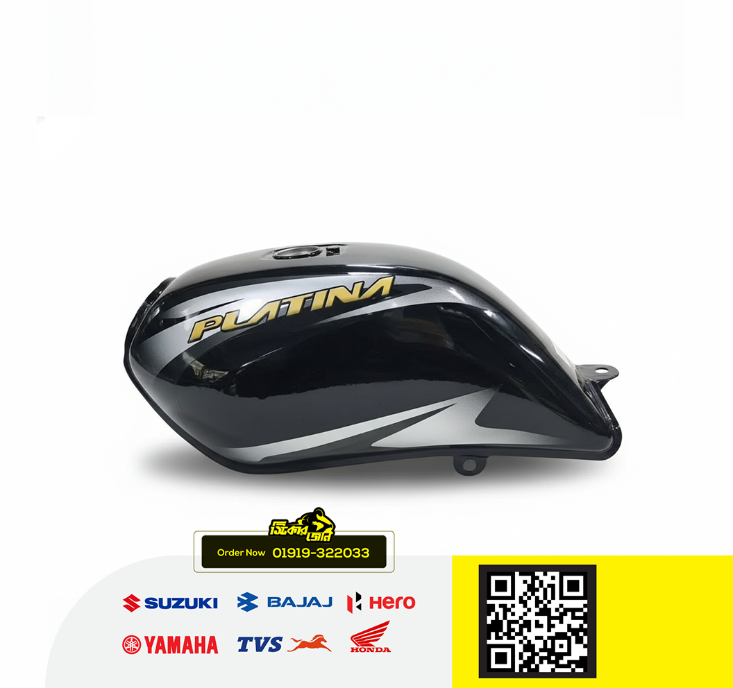 Fuel Tank for Bajaj Platina 100 Black Sliver P2_img_0