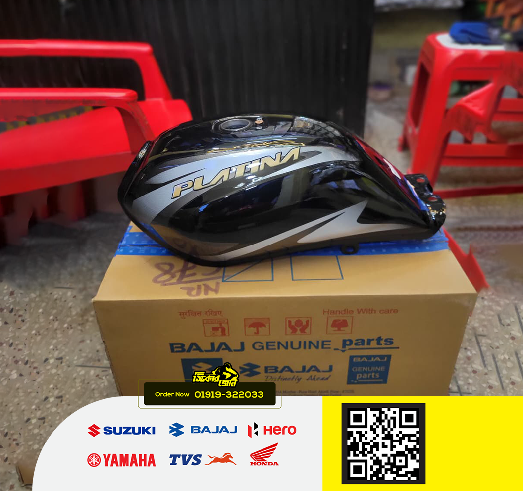 Fuel Tank for Bajaj Platina 100 Black Sliver P2_img_1