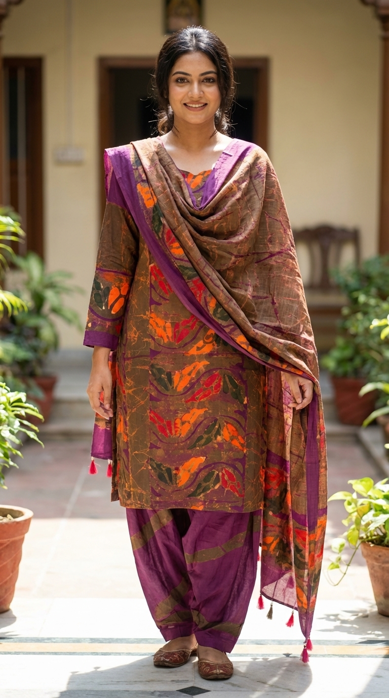 🌸 উচ্চমানের বেক্সসি বয়েল বাটিক থ্রি-পিস (সেলাই বিহীন )