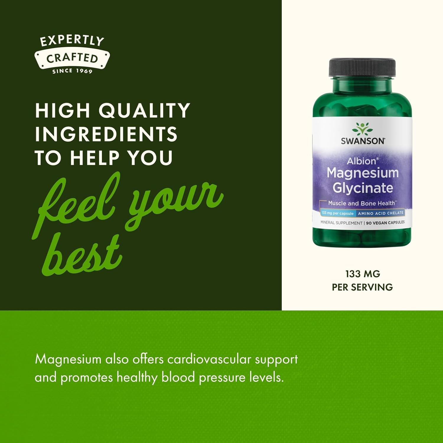 Swanson Albion Chelated Magnesium Glycinate - 90 Capsules - Made in USA_img_2