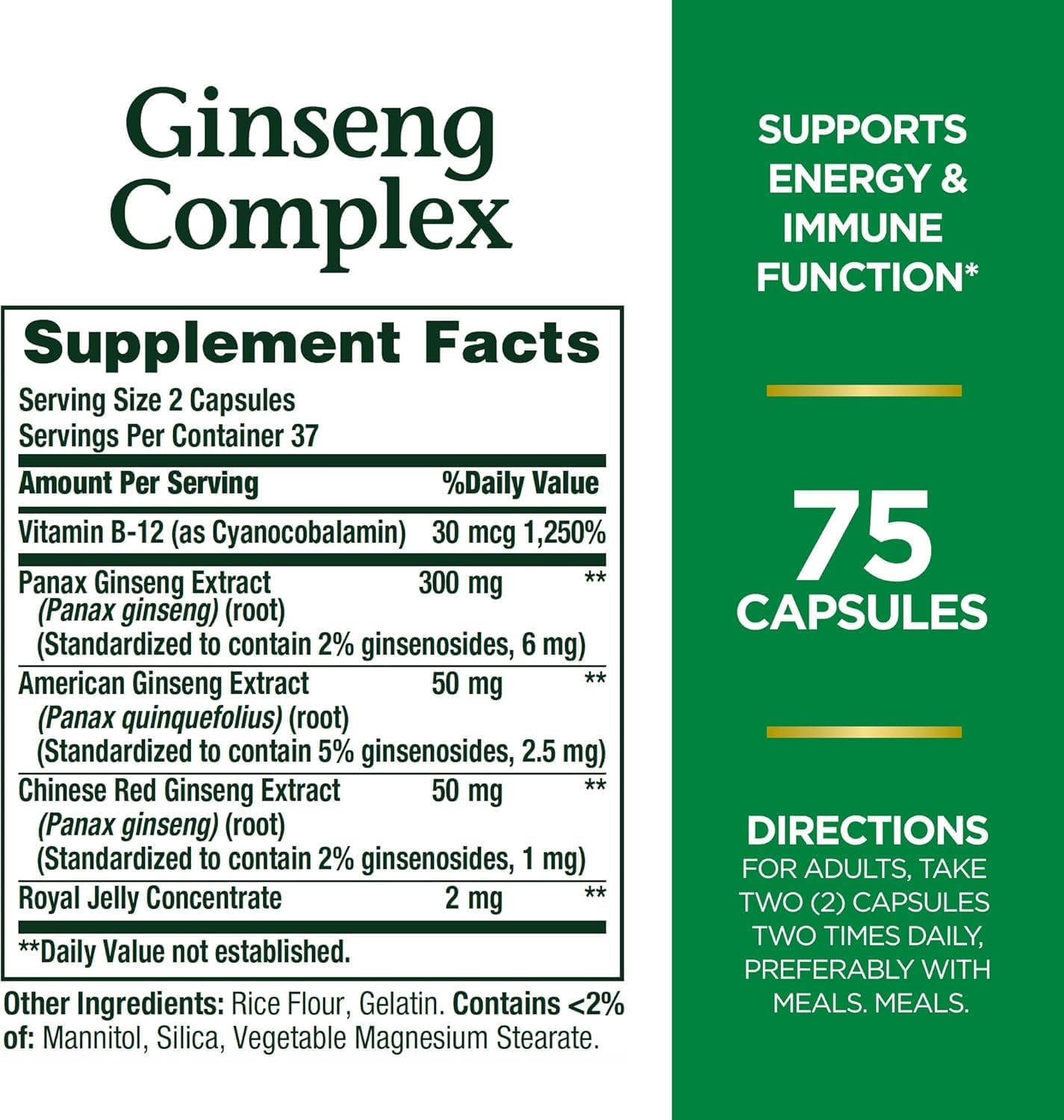 Nature’s Bounty Ginseng Complex 75 Capsules - Made in USA_img_1