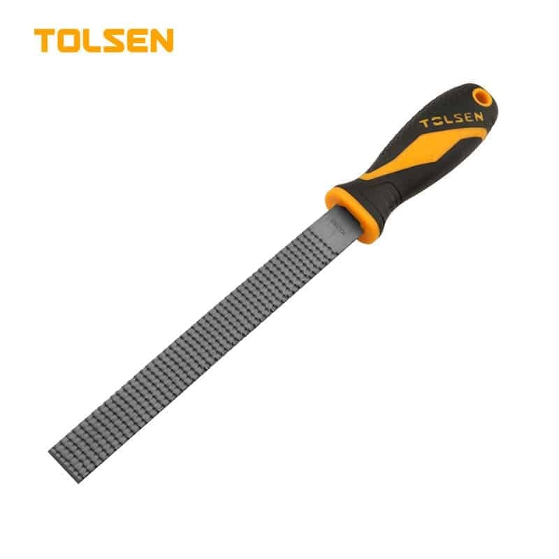 TOLSEN 32021 Wood File (Flat), 8" (200mm), #45 Carbon Steel, Two-Component Plastic Handle | Model: 32021