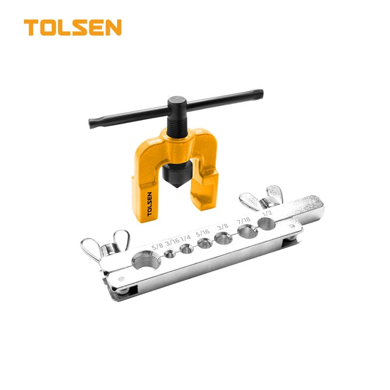 TOLSEN 33040 Flaring Tool Kit | 45° Flares | 7 Adapter Sizes | #45 Carbon Steel | Model: 33040