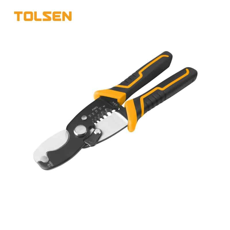 TOLSEN 38053 Industrial Wire Cutter and Wire Stripper, CrV Steel, 16-8 AWG, Self-Opening Action | Model: 38053_img_0