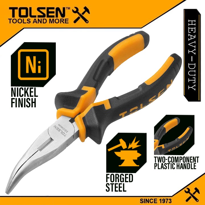 TOLSEN 10008 6" Bent Nose Pliers 160mm TPR Handle Model: 10008_img_0
