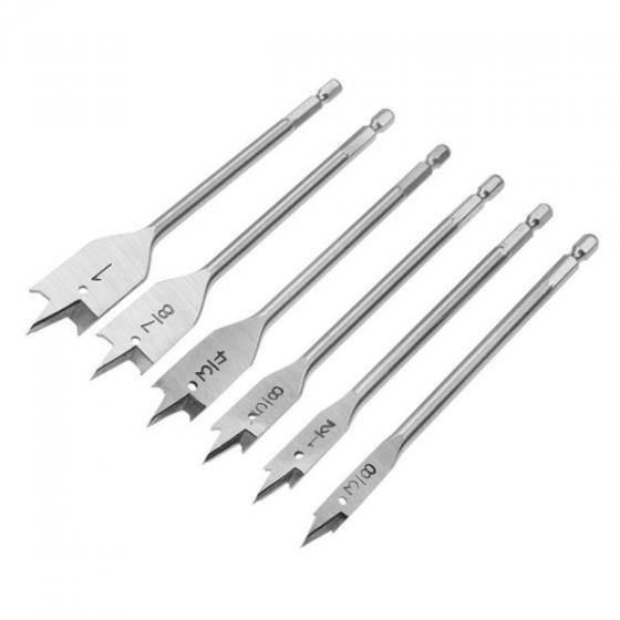 TOLSEN 75656 6Pcs Flat Wood Bit Set, 10mm-25mm (3/8"-1"), Hex Shank, Precision Polished, Model: 75656_img_3