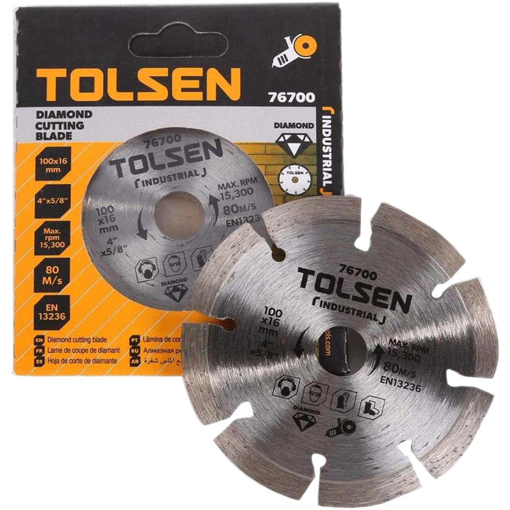 TOLSEN Dry Diamond Cutting Blade, ( 4" | 5" | 7"), For Dry Cutting, Segment, Diamond Disc; Models: 76700 | 76703 | 76705_img_1