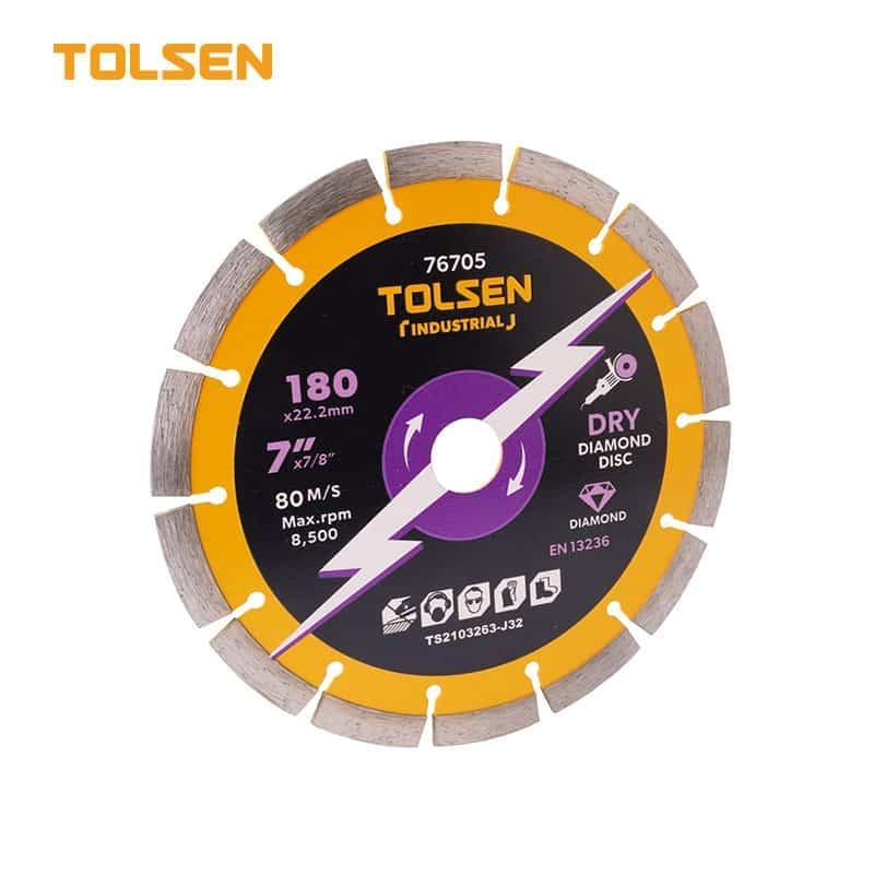 TOLSEN Dry Diamond Cutting Blade, ( 4" | 5" | 7"), For Dry Cutting, Segment, Diamond Disc; Models: 76700 | 76703 | 76705_img_0