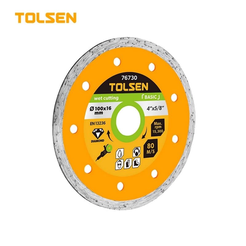 TOLSEN 76730 Wet Diamond Disc, 4" (100x16mm), For Wet Cutting, Segment Height 5mm | Model: 76730