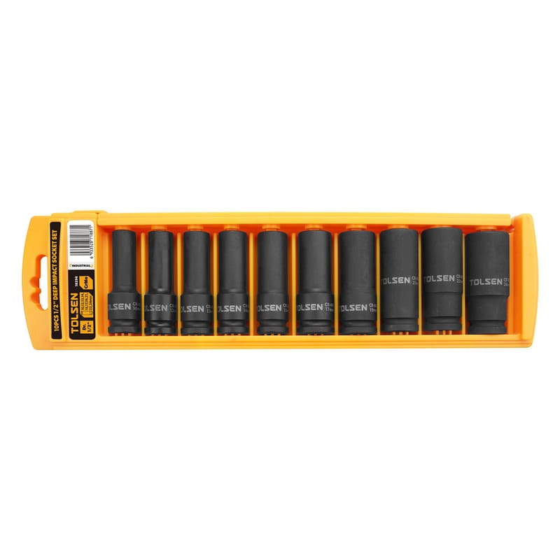 TOLSEN 18296 10Pcs 1/2" Drive Deep Impact Socket Set, CrMo Steel, Heat Treated, Impact Rated, Model: 18296_img_1