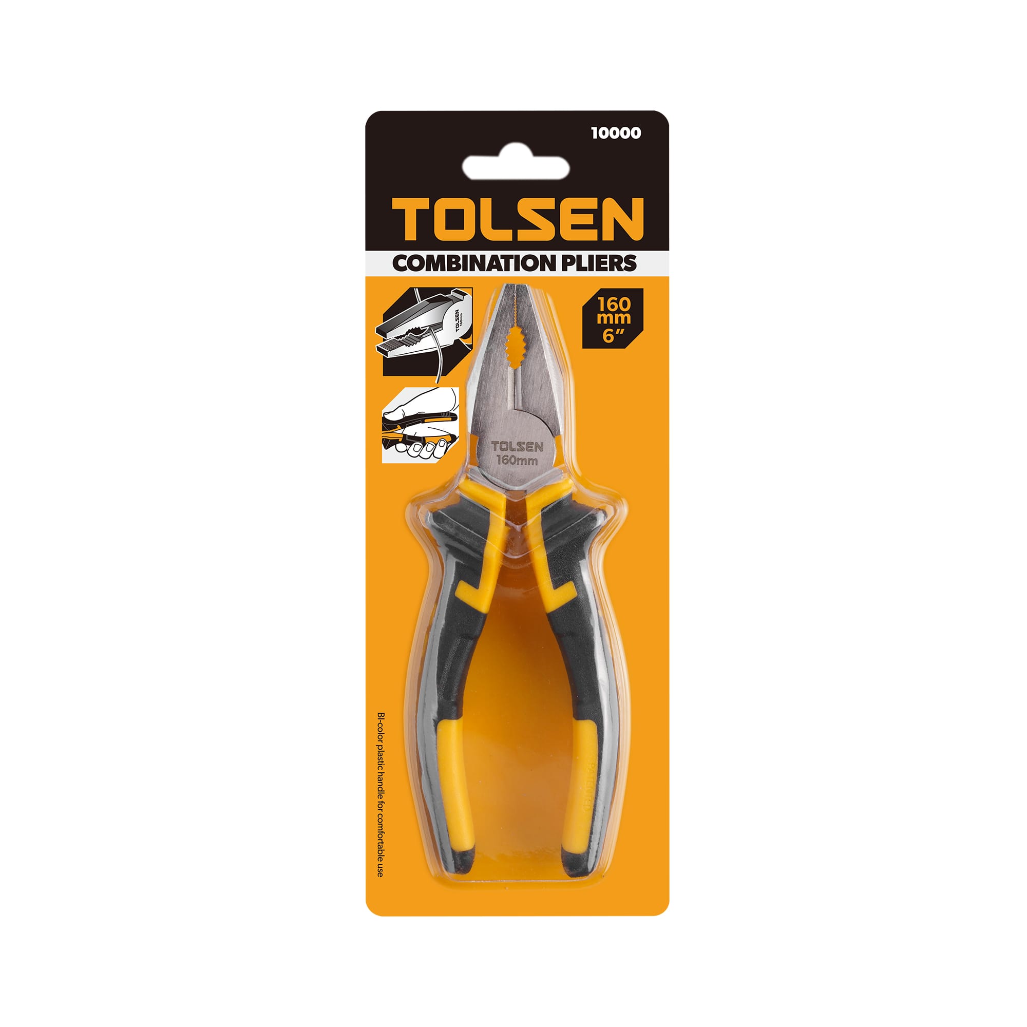 TOLSEN 10000 Combination Pliers | 6" (160mm) | Nickel Plated | Two-Component Handle | Model: 10000_img_4