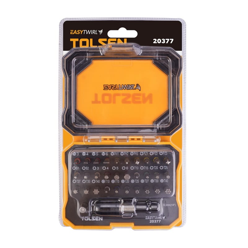 TOLSEN 20377 32Pcs Bit Set, 6150 Cr-V Steel, Security Bits Included, Color-Coded, Quick-Release Holder | Model: 20377_img_2