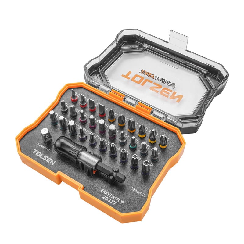 TOLSEN 20377 32Pcs Bit Set, 6150 Cr-V Steel, Security Bits Included, Color-Coded, Quick-Release Holder | Model: 20377_img_4