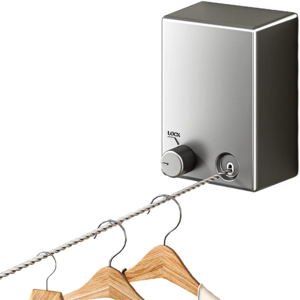 Retractable Clothesline Stainless Steel Wall Mount Rope 4.2M_CL-2913
