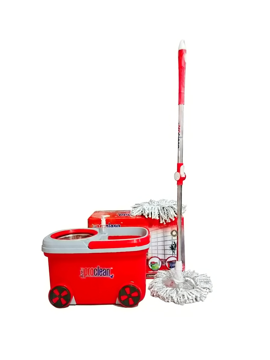 Proclean 8 Wheels SS Mop Head Premium Spin Mop RM-0582_Red_img_0