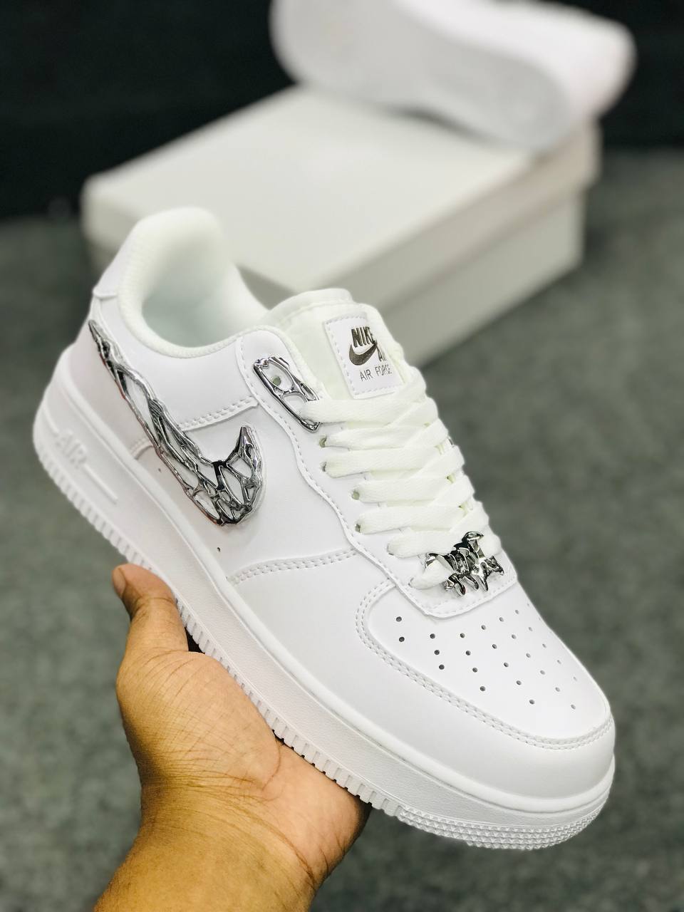 Nike Air Force 1 Low white silver Custom_img_0