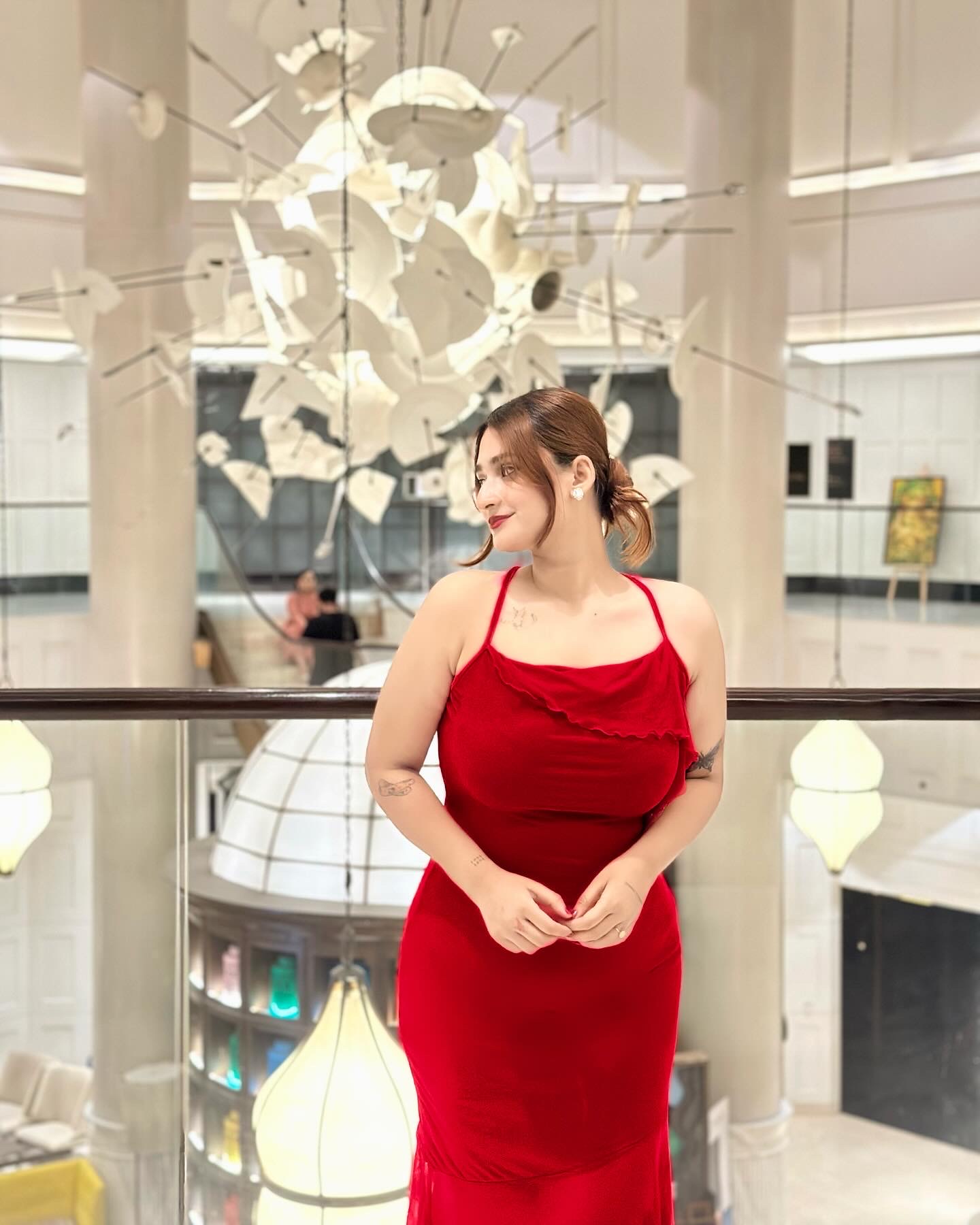 SHEIN MOD Red Prom Ruffle Date Night Ruched Mermaid Hem Cami Dress_img_0