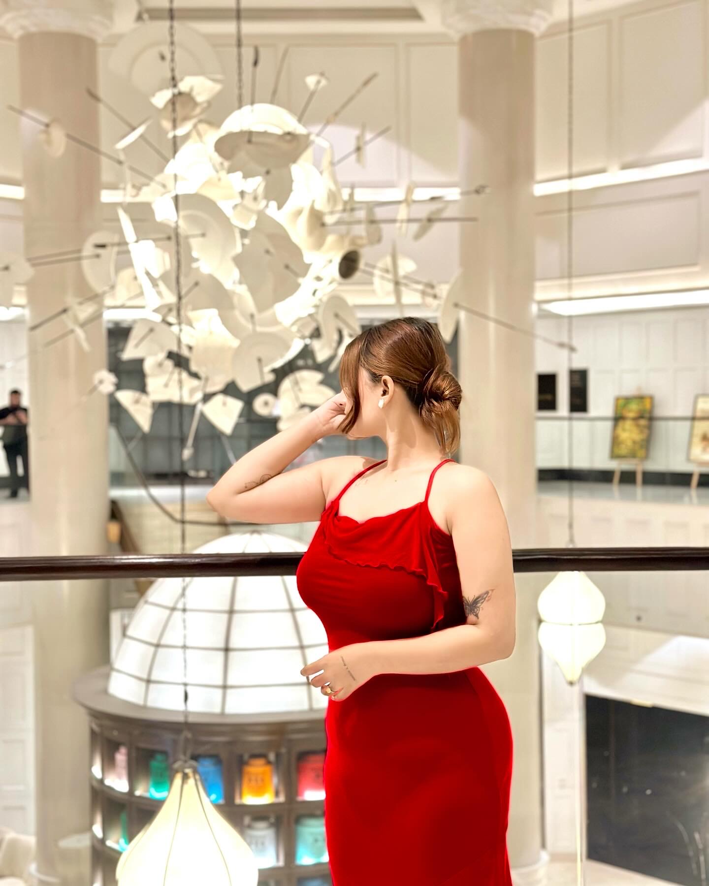 SHEIN MOD Red Prom Ruffle Date Night Ruched Mermaid Hem Cami Dress_img_2