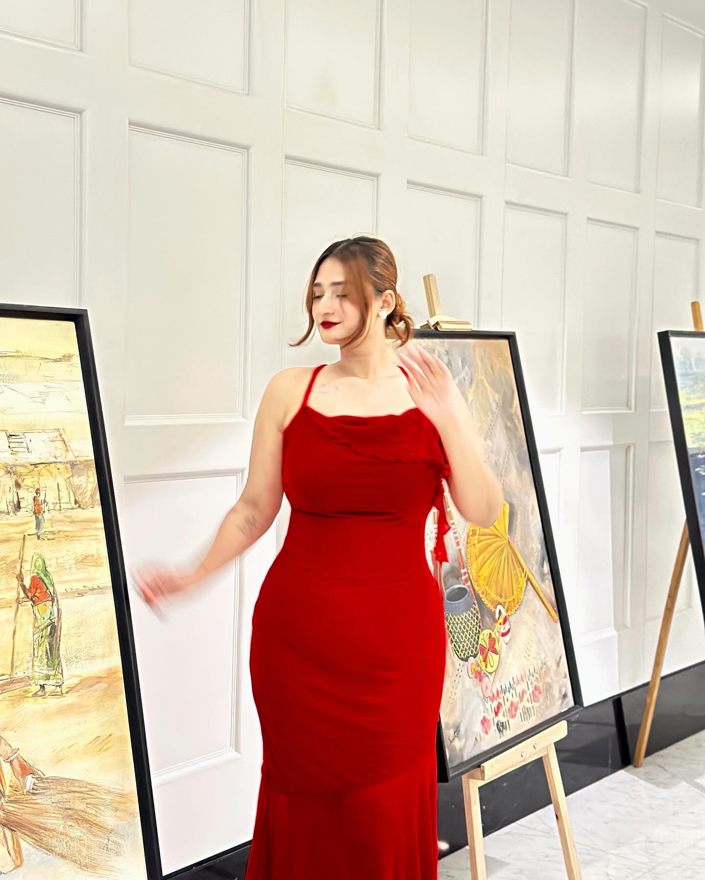 SHEIN MOD Red Prom Ruffle Date Night Ruched Mermaid Hem Cami Dress_img_5