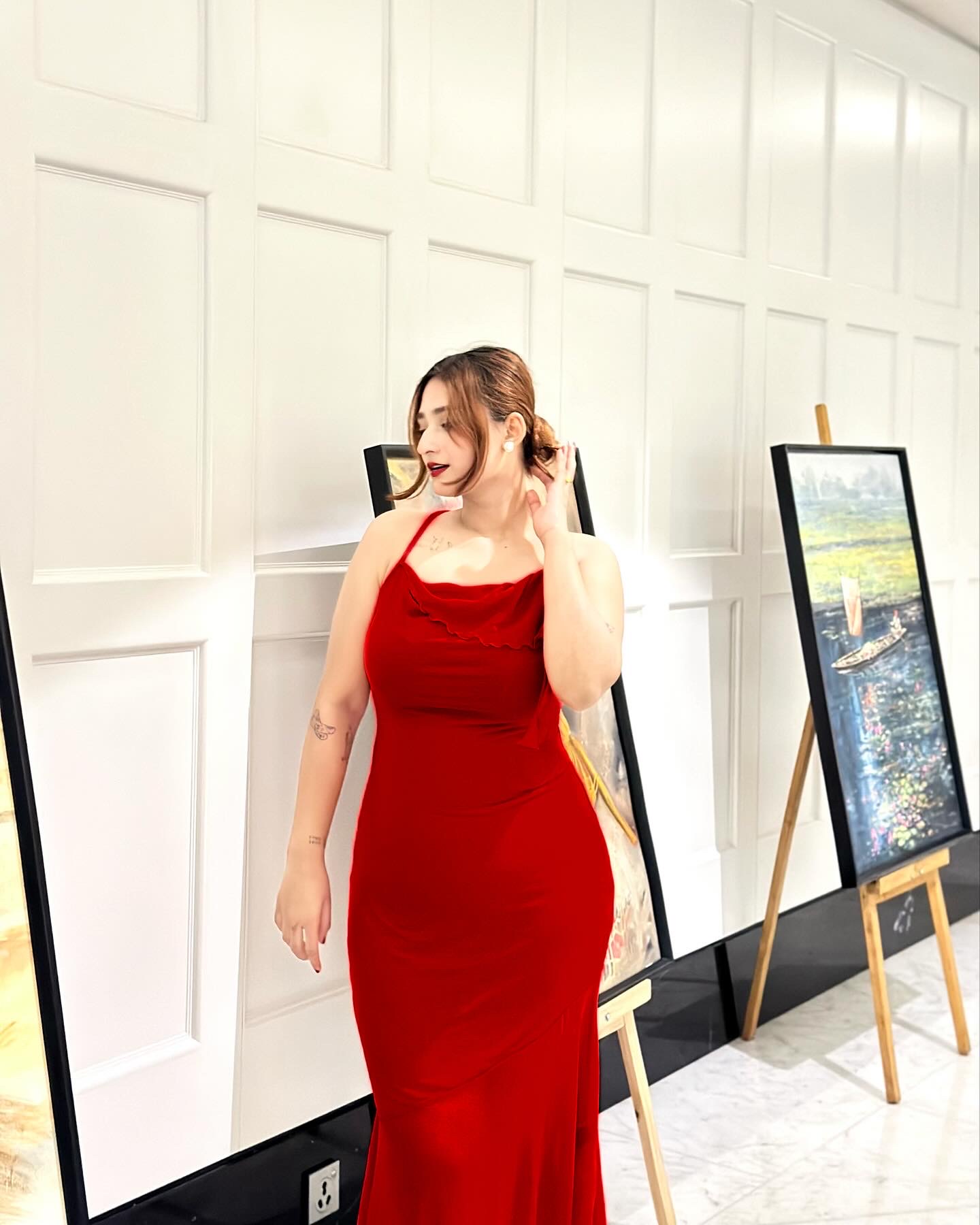 SHEIN MOD Red Prom Ruffle Date Night Ruched Mermaid Hem Cami Dress_img_6