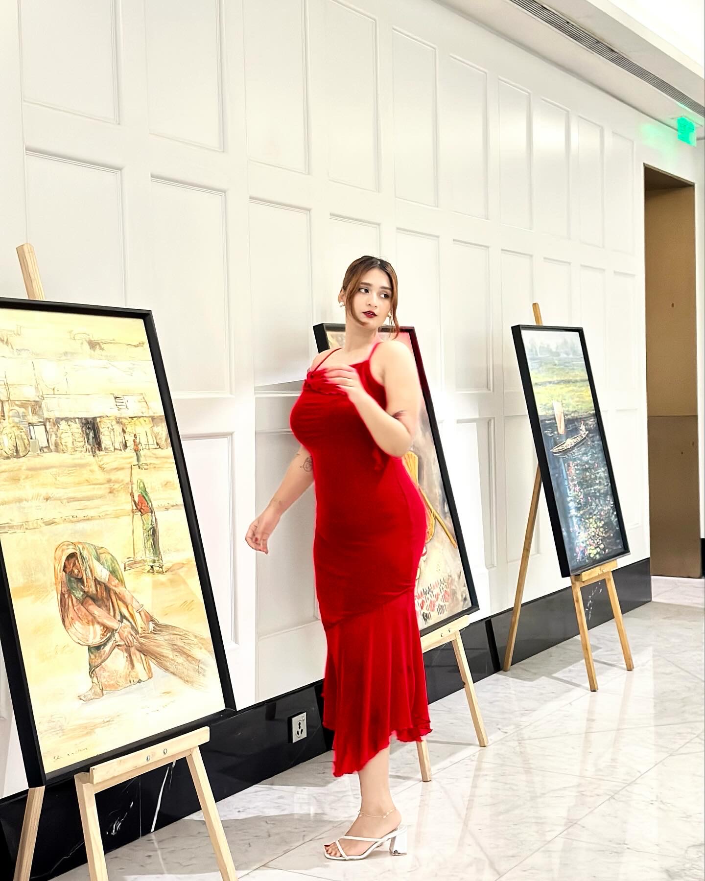 SHEIN MOD Red Prom Ruffle Date Night Ruched Mermaid Hem Cami Dress_img_7