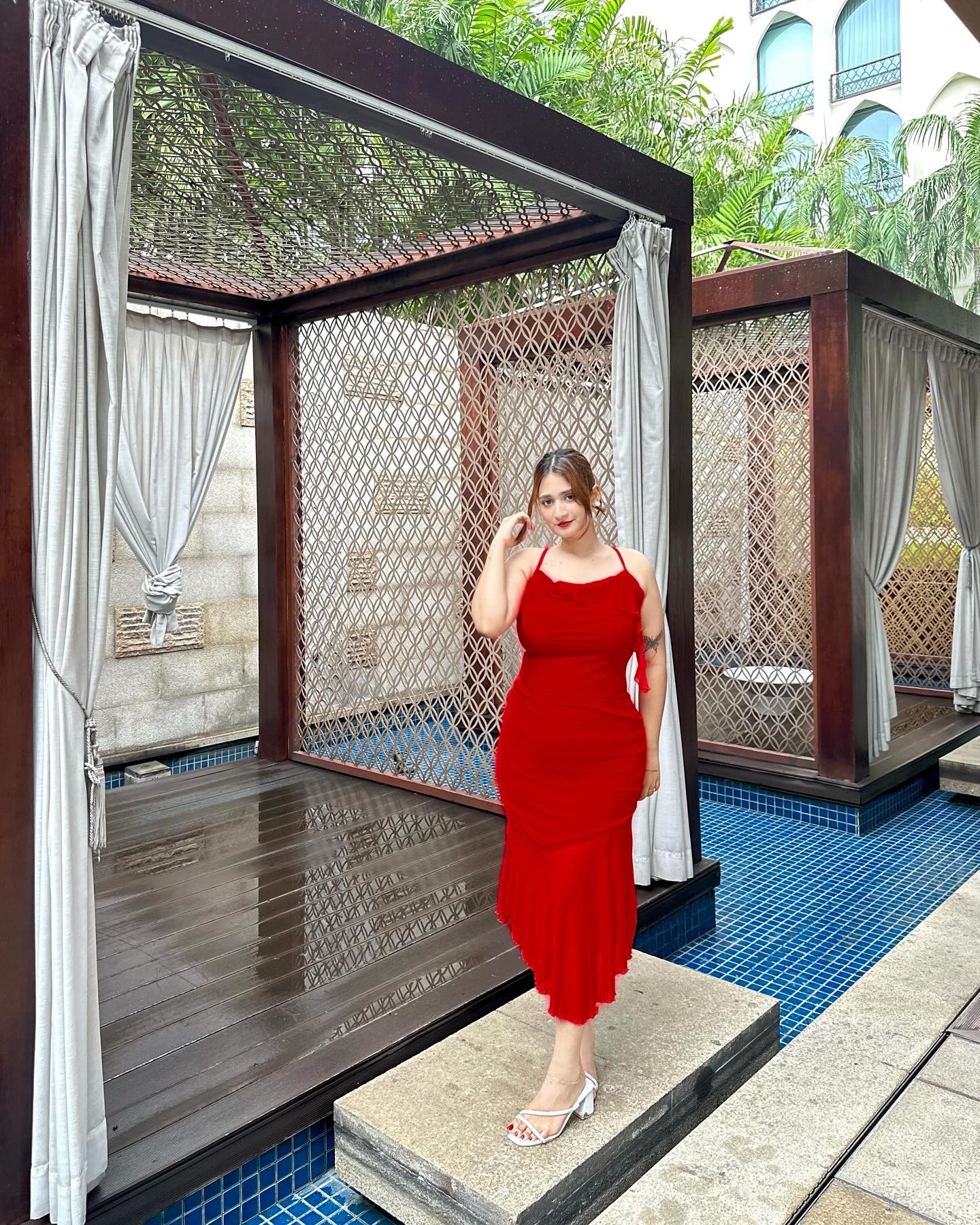 SHEIN MOD Red Prom Ruffle Date Night Ruched Mermaid Hem Cami Dress_img_10