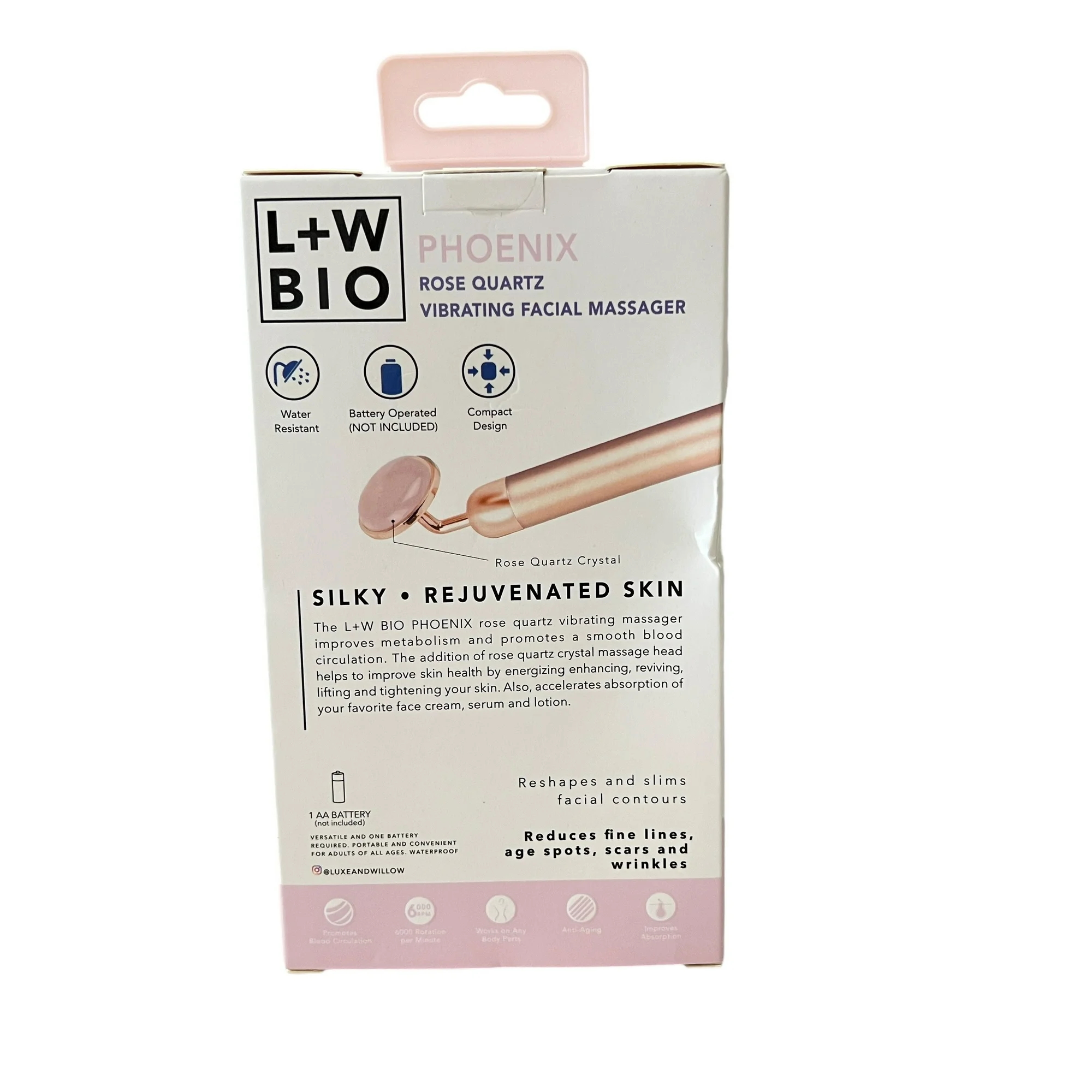 L+W BIO – PHOENIX Rose Quartz Vibrating Facial Massager_img_1