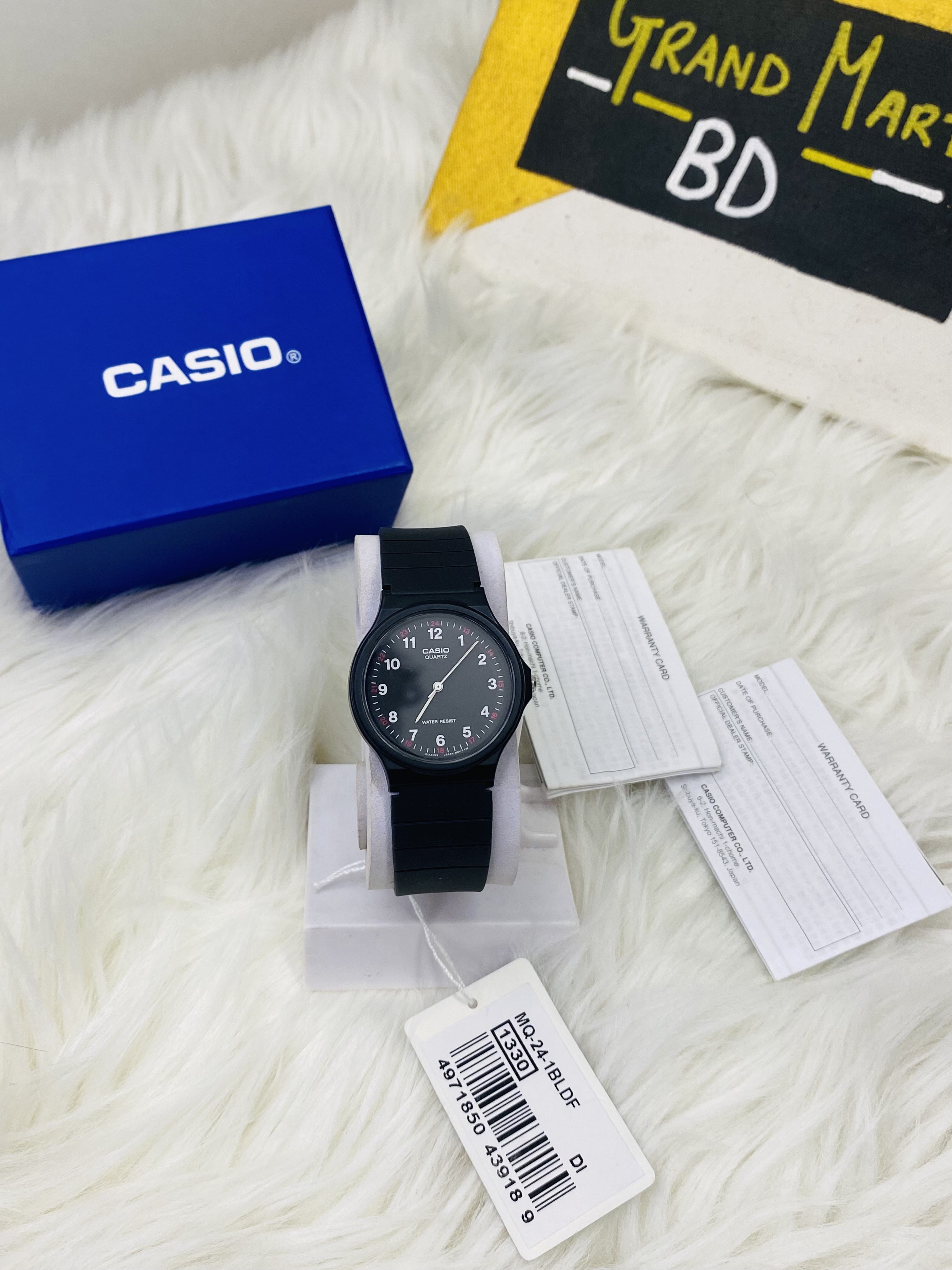 CASIO ANALOGUE BLACK DIAL RESIN STRAP UNISEX WATCH| MQ-24-1BLDF