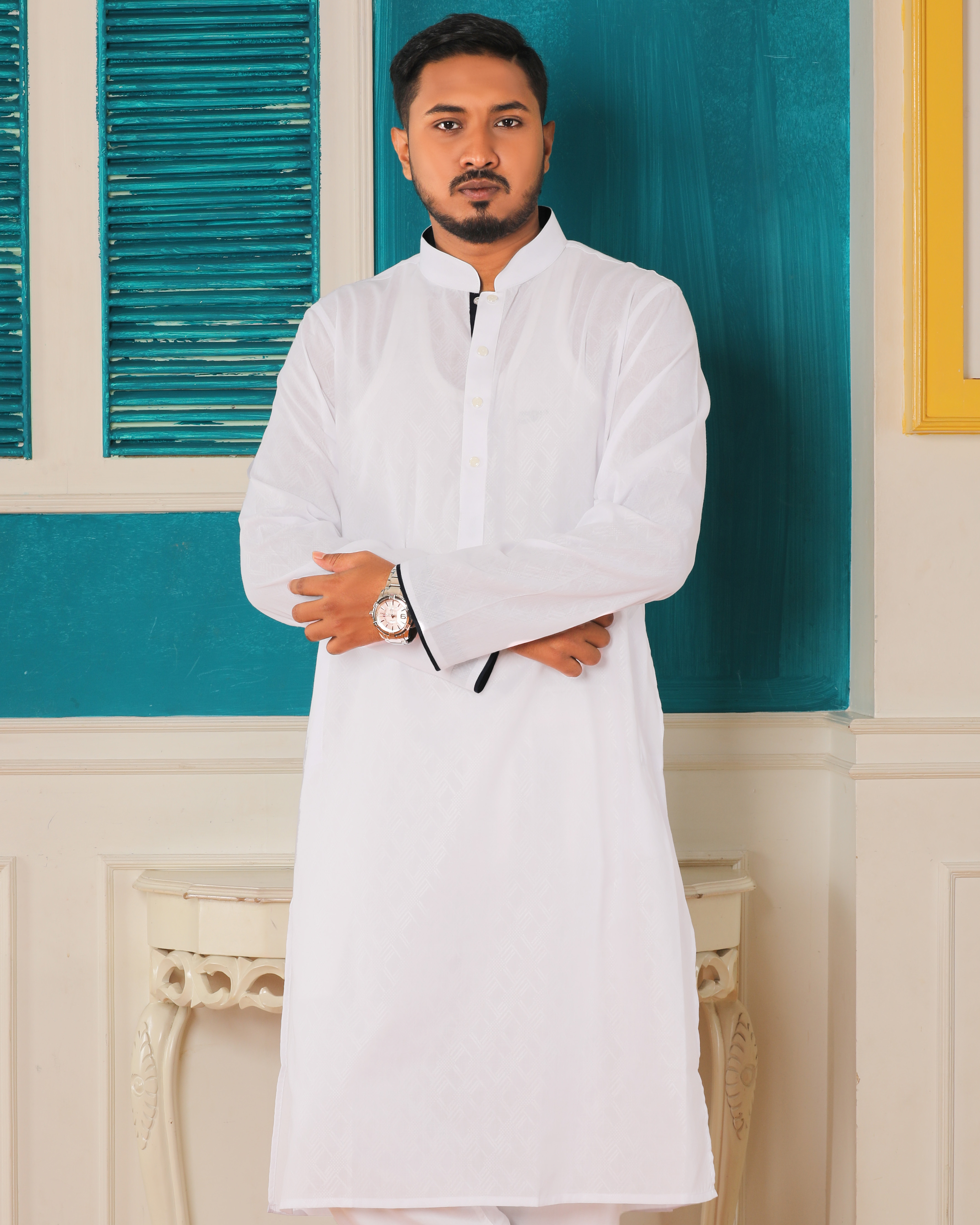 Perfect Fit with the Ajwah Classic Royale White Panjabi for Men_img_1