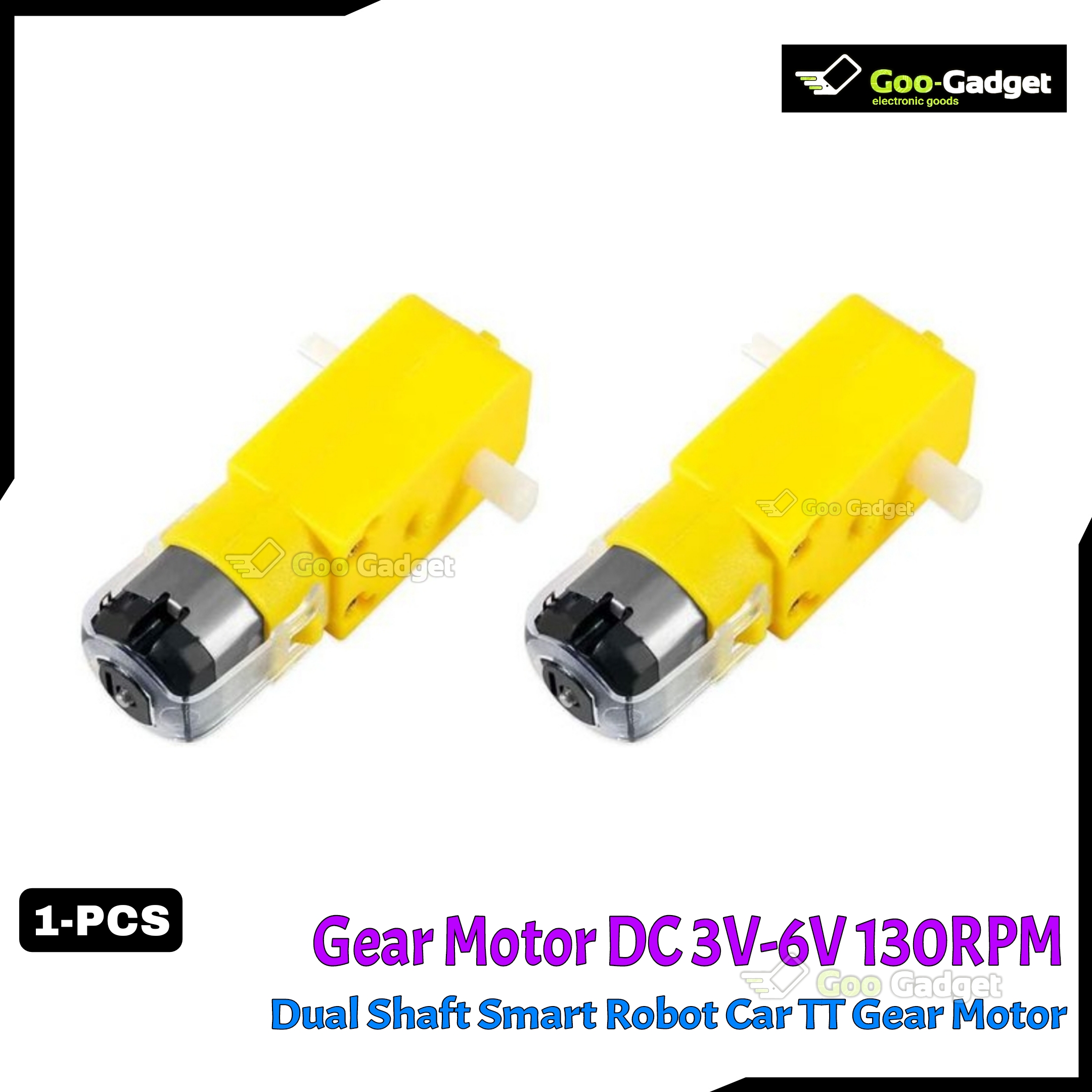 Gear Motor DC 3V 6V 130RPM Dual Shaft | Smart Robot Car TT Gear Motor Double Shaft Dual Axis Geared TT Motor