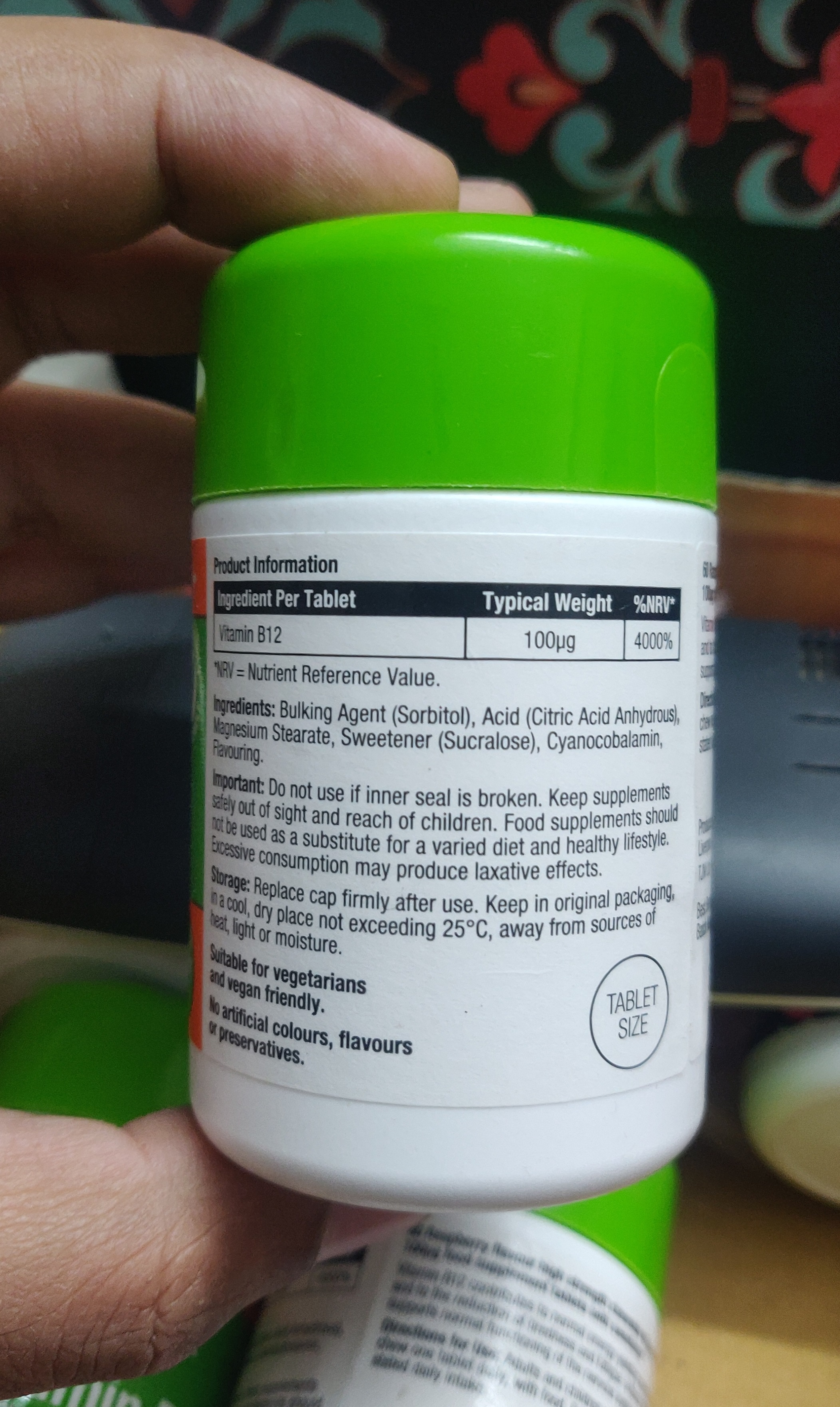 Vitamin B12 Chewable 60 Tablets - Made in UK_img_2
