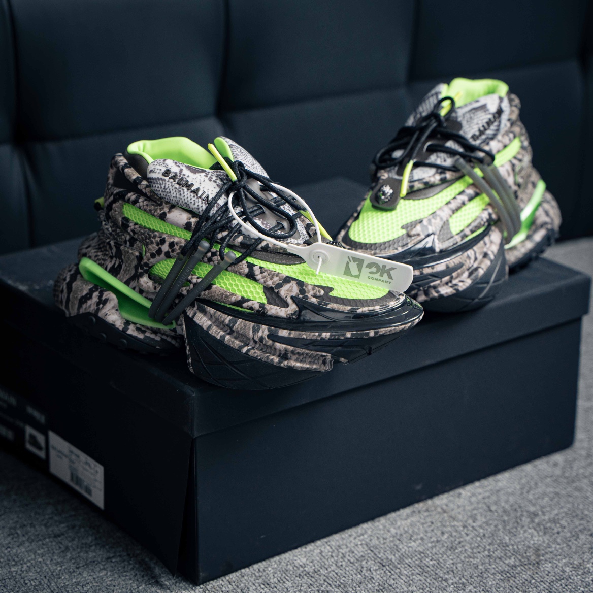 Balmain Gray & Green Unicorn Sneakers (1:1)_img_0