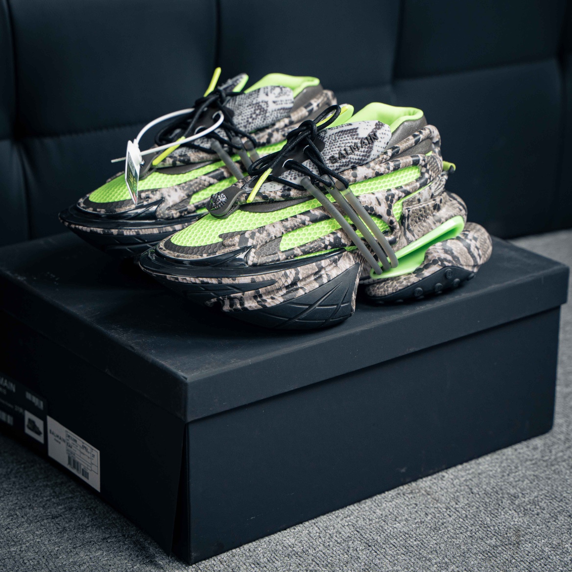 Balmain Gray & Green Unicorn Sneakers (1:1)_img_2