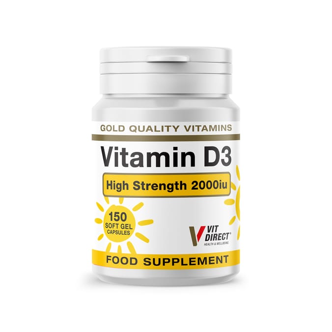 Vitamin D3 2000IU 150 Soft Gel Capsules - Made in UK