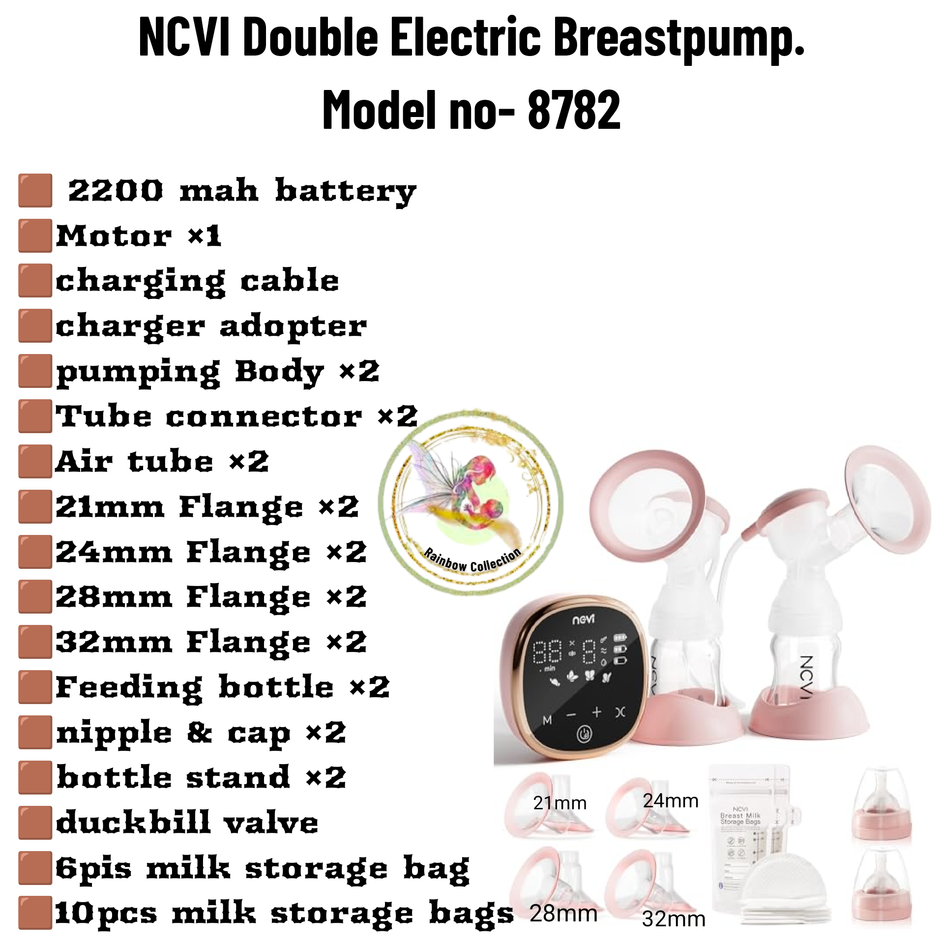 Ncvi double electric breastpump, Model-8782_img_2