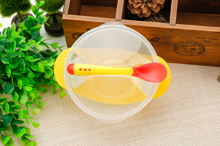 Baby feeding bowl set with lid & Temperature silicon spoon_img_1