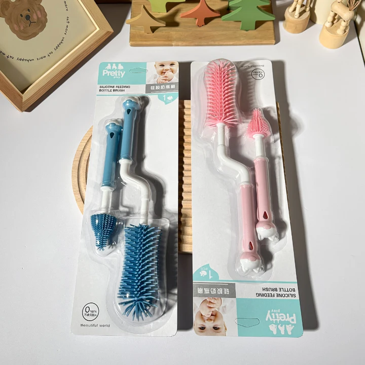 360° Rotating Silicon feeder cleaning brush  (2pis set)