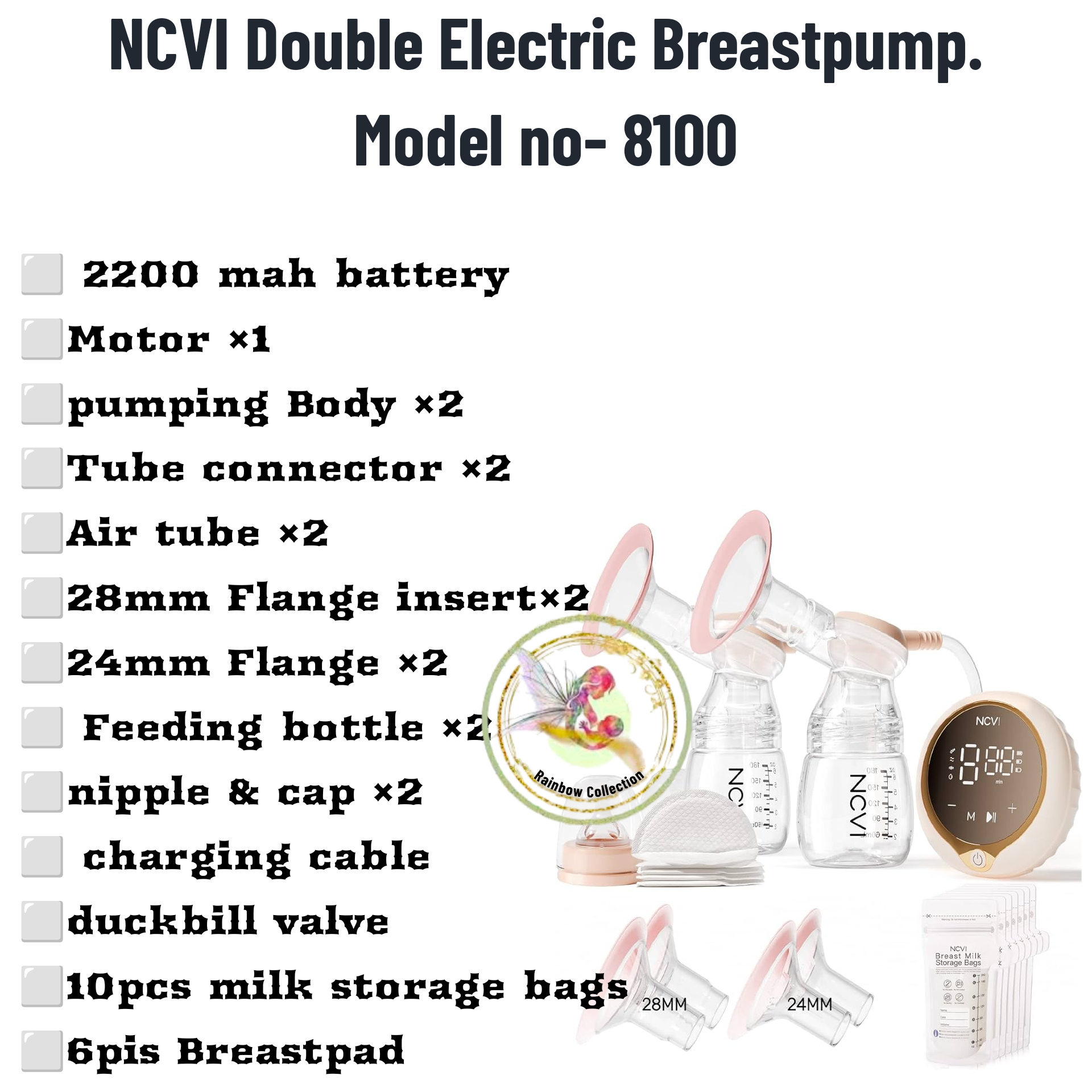 NCVI Rechargable Double electric breastpump Model 8100_img_0