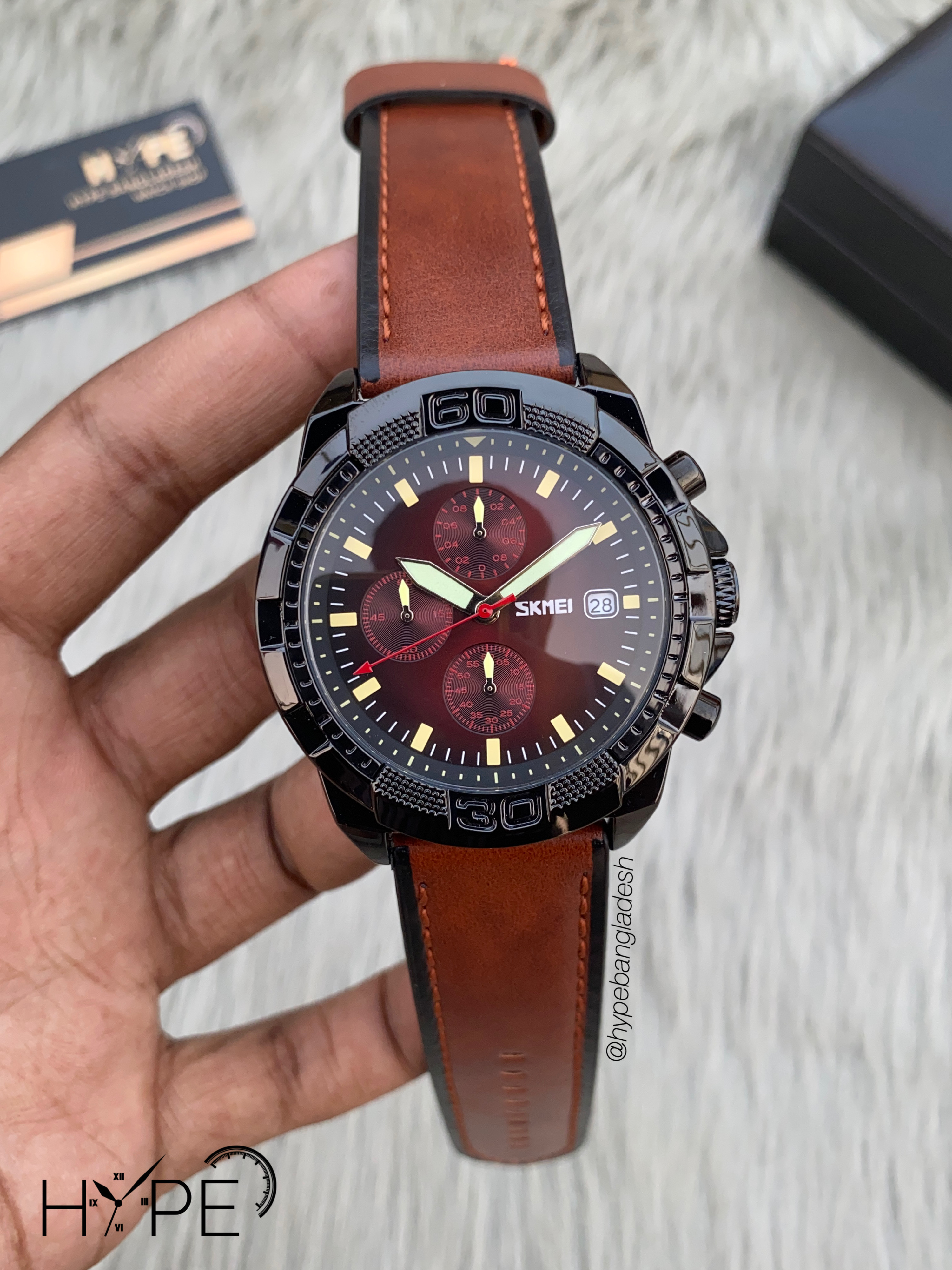 SKMEI leather belt chronograph (Brown)_img_0