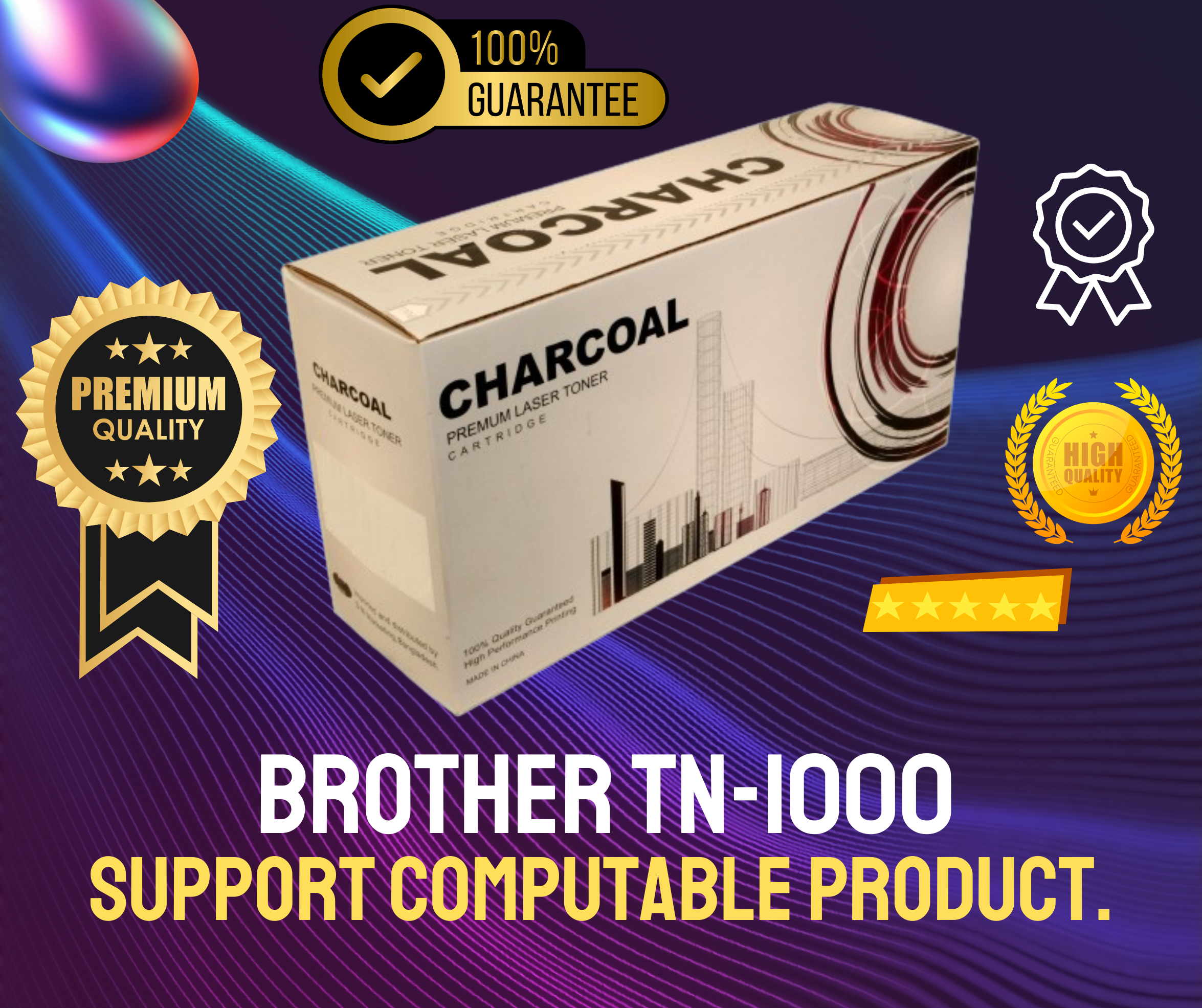 Brother TN-1000 Chinese Toner Cartridge # CHARCOAL BRAND