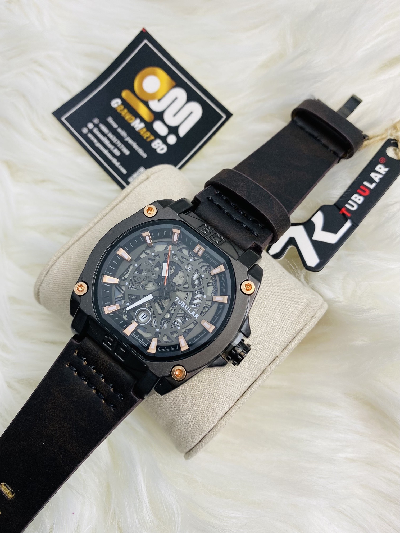 Tubular Men leather watch