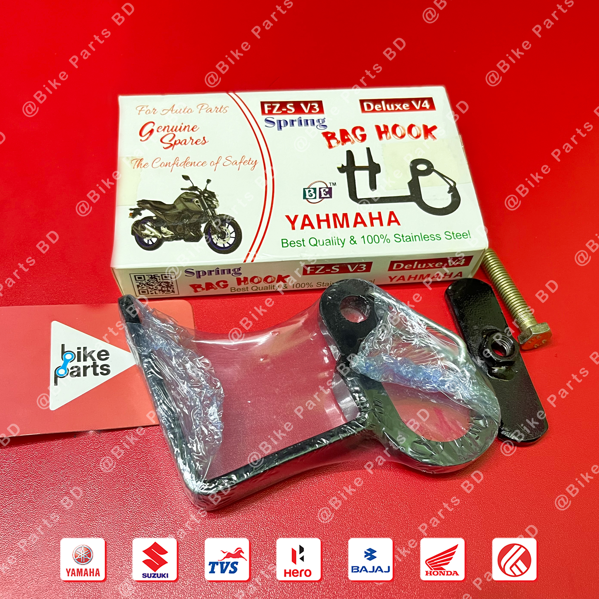 Bag Hook (CNC-Spring, After Market) for Yamaha FZS V3 (Deluxe), FZS V4 & FZX bike.