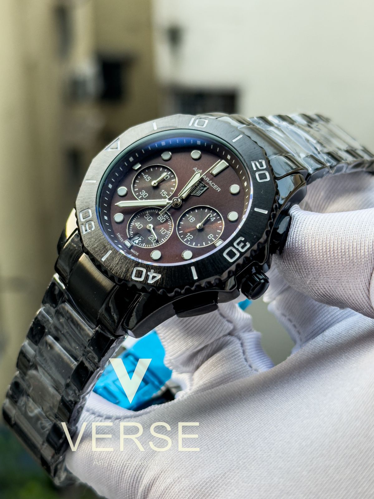 Tagheuer Aquaracer black chain brown dial