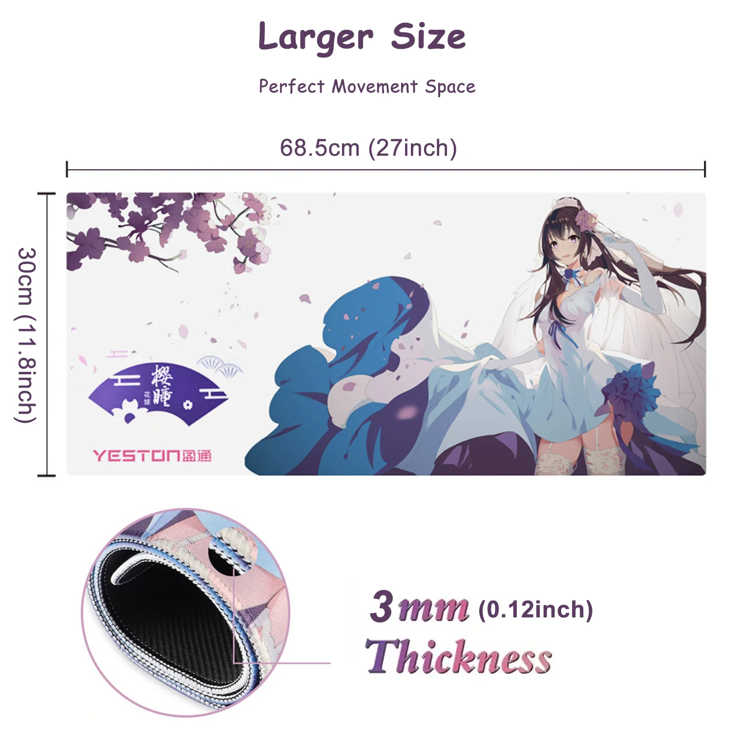 (Stock Out) Yeston Sakura Mouse pad | Thick Extended Mouse Mat Non-Slip Spill-Resistant Desk Pad_img_1
