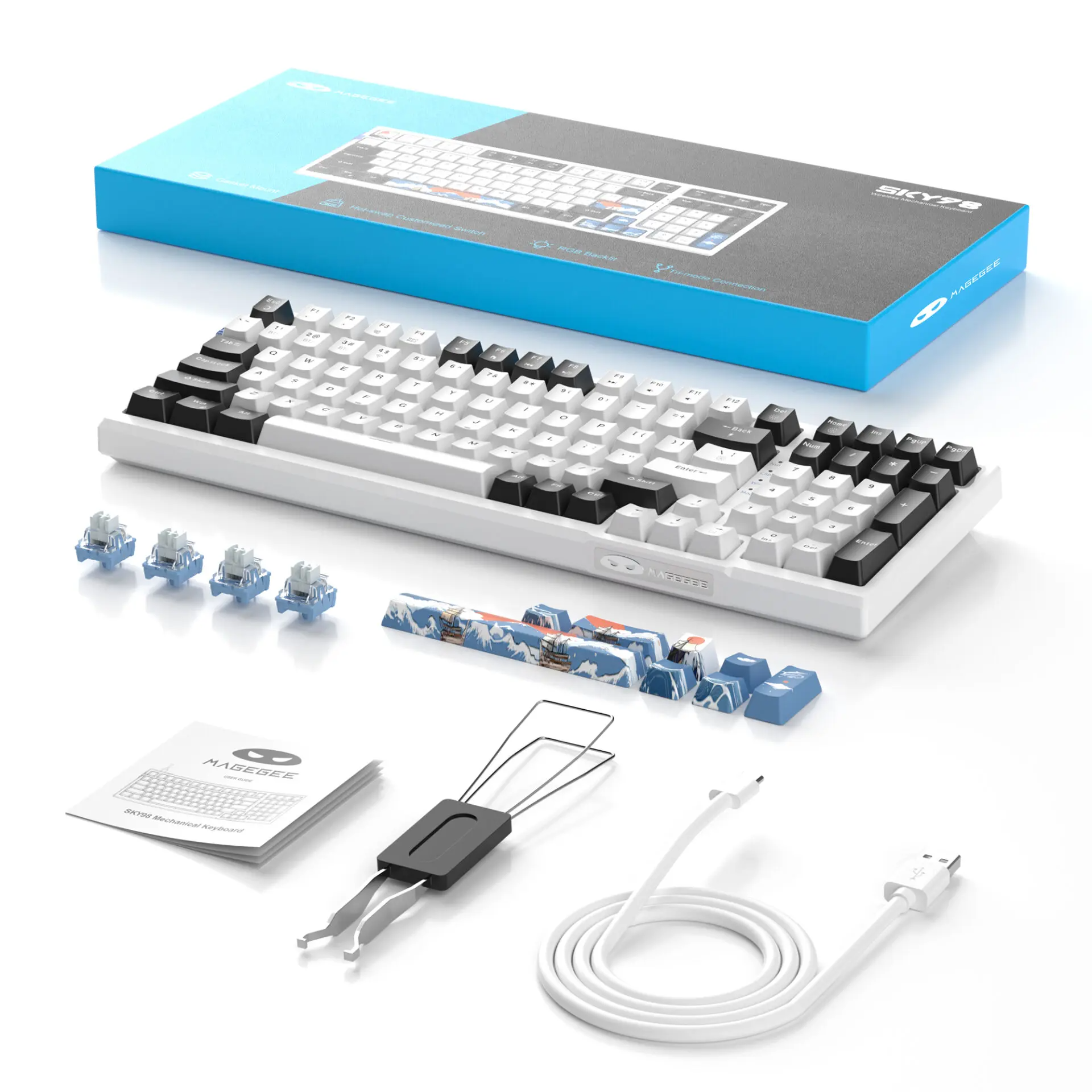 (Sold Out) MageGee SKY98 Wireless Blue Whale Switch Mechanical Keyboard_img_1