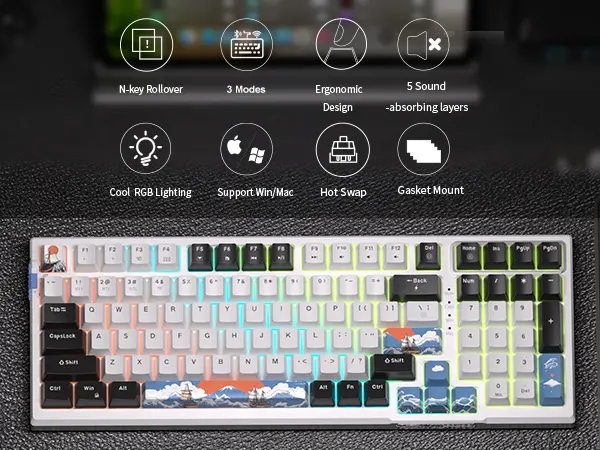 (Sold Out) MageGee SKY98 Wireless Blue Whale Switch Mechanical Keyboard_img_2