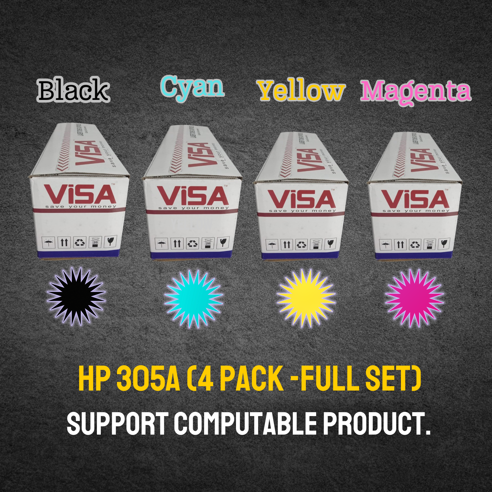 HP 305A (4 Pack -Full Set) Chinese Toner Cartridge # VISA BRAND