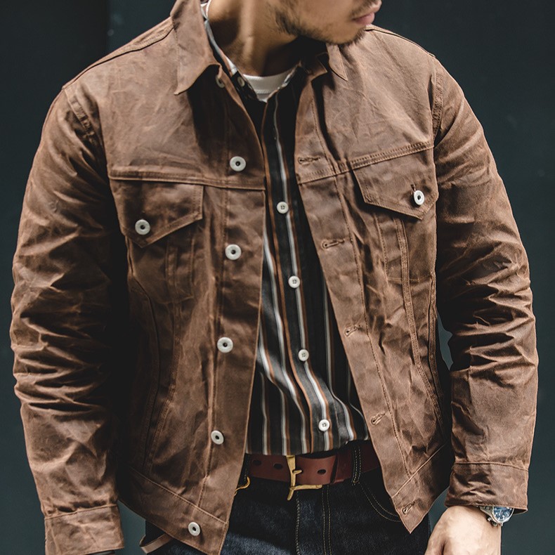 Retro Men's Main Canvas Oil Wax Jacket_img_0