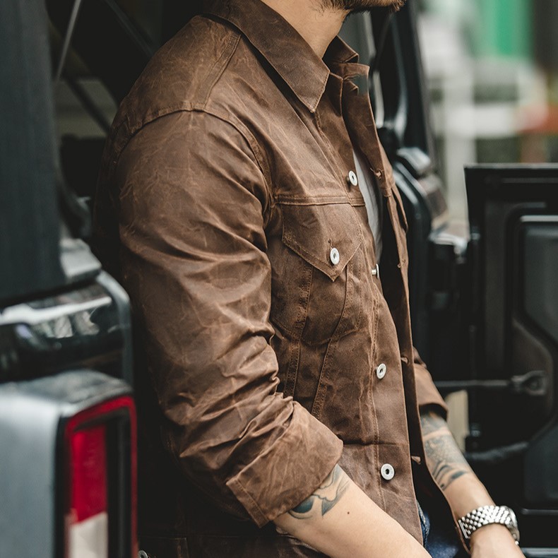 Retro Men's Main Canvas Oil Wax Jacket_img_2